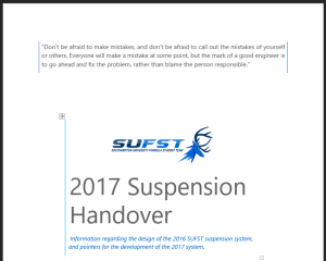 Suspension Handover Cover Page